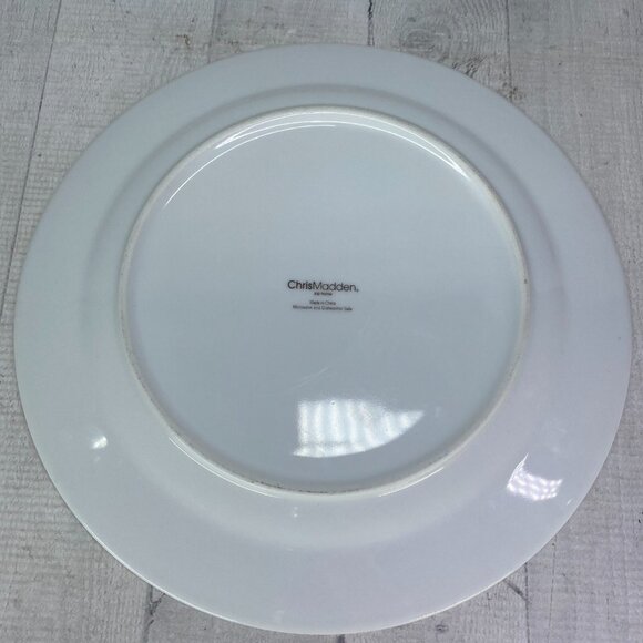 Chris Madden JC Penny MONTALIRA RED Gold Scroll Porcelain Dinner Plate Set 4 - Picture 3 of 16